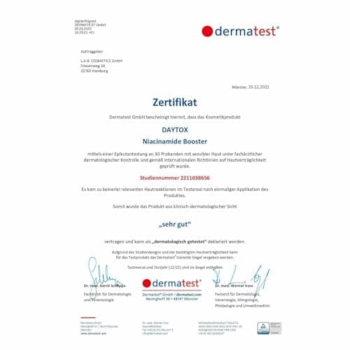 DAYTOX Hochdosierter Niacinamid Booster Gesichtsserum - reduziert Pigmentflecken & Rötungen - für alle Hauttypen - 20ml