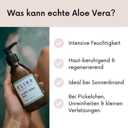 ELIXR Aloe Vera Gel BIO fürnatürliche Hautpflege I Zertifizierte Naturkosmetik I 230 ml I 100% Rein und Natürlich