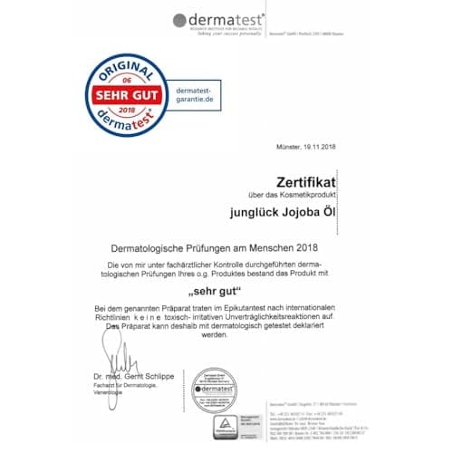 JUNGLÜCK Jojobaöl Bio Kaltgepresst - 100% Bio, Rein & Natürlich - Gesundheitige Haare, schöne Haut und kräftige Nägel -