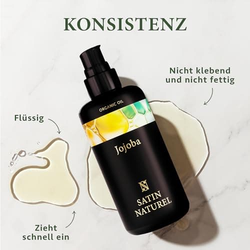 Satin Naturel Bio Jojobaöl 100ml – 100% Rein & Kaltgepresst – Gesichtsöl & Körperöl für Alle Hautarten – Vegane Naturpfl