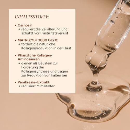 JUNGLÜCK Pro-Kollagen Serum - Vegan | Anti Alternations Gesichtsserum mit Peptide Komplextightt die Haut und mindert Fal
