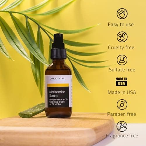 YEOUTH Niacinamide Serum für Frauen und Männer Anti Aging mit Hyaluronsäure und Aloe Vera 60ml