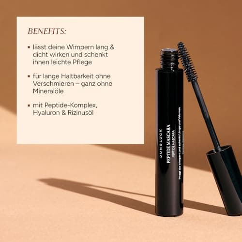 JUNGLÜCK Peptide Mascara - Schwarze Wimperntusche ohne Mineralöle für lange, dichte & tiefschwarze Wimpern
| JUNGLÜCK P