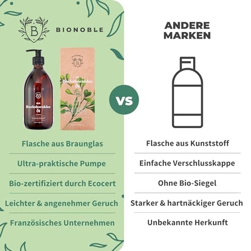 BIONOBLE Jojobaöl Bio Kaltgepresst für Sehnenpflege und Pickelregulation - Haare, Gesicht, Körper, Nägel - Hexanfrei, V