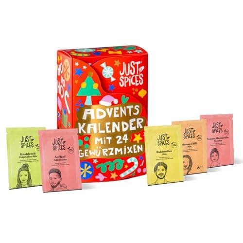 Just Spices Medium Gewürz Adventskalender 2025 - 24 leckere Gewürzmixe und Rezepte, 20 Gewürztütchen und 4 Dosen in Orig