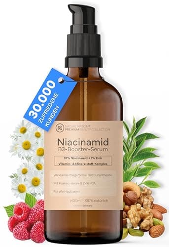 BIO Niacinamide Serum 10% mit Zink & Hyaluron - Porenverfeinerndes Gesichtsserum - Für reife Haut - Made in Germany (100