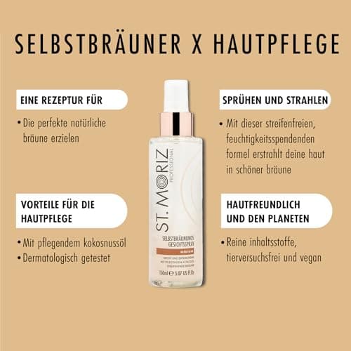ST. MORITZ Selbstbräuner Face Mist - Für ein sanftes Bronzieren des Gesichts, ideal für tägliche Verwendung - Mit Pflanz