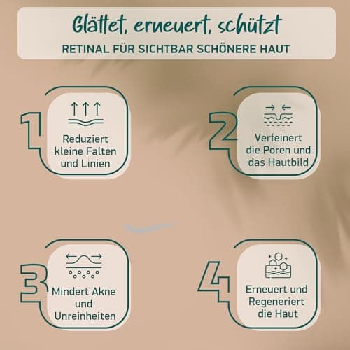 BIO Retinol Serum Hochdosiert für Faltenvernunfuss Gegen Falten mit Retinal + 7 Power Wirkstoffe