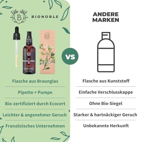 BIONOBLE Jojobaöl Bio Kaltgepresst für Sehnenpflege und Pickelregulation - Haare, Gesicht, Körper, Nägel - Hexanfrei, V