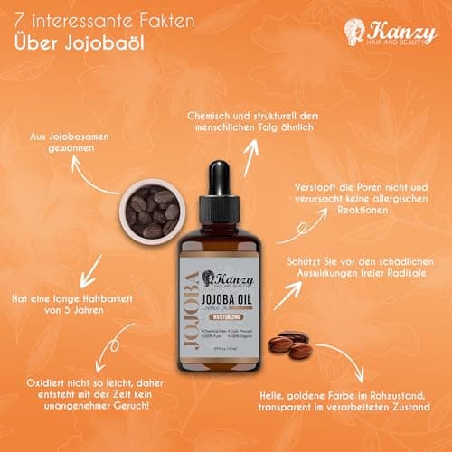 Kanzy Bio-Kalte-Druck-Jojobaöl 100% Reines Gold 120ml Gesichts- und Körperöl, Vegan & Hexanfrei, Anti-Falten, NATURALLY