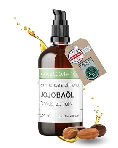 Wesentlich Jojobaöl Bio kaltgepresst | 100% rein und natürlich | Pure Pflege für Haut und Haare | 100ml Braunglasflasche