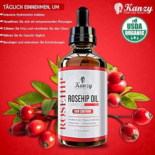 Kanzy Bio-Kalte-Druck-Jojobaöl 100% Reines Gold 120ml Gesichts- und Körperöl, Vegan & Hexanfrei, Anti-Falten, NATURALLY