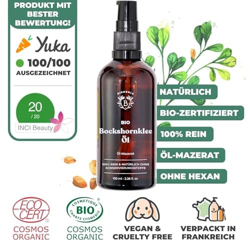 BIONOBLE Jojobaöl Bio Kaltgepresst für Sehnenpflege und Pickelregulation - Haare, Gesicht, Körper, Nägel - Hexanfrei, V
