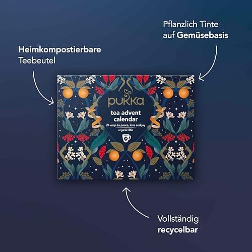 Pukka Bio Tee Geschenkset Wohlfühlkalender 2025 12 Tee Varianten EU Organic Soil Association