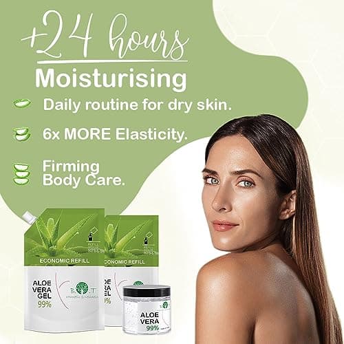100% Reines Aloe Vera Gel für Gesicht und Körper - Feuchtigkeitscreme direkt aus Lanzarote Spanien - Trockene Haut leic