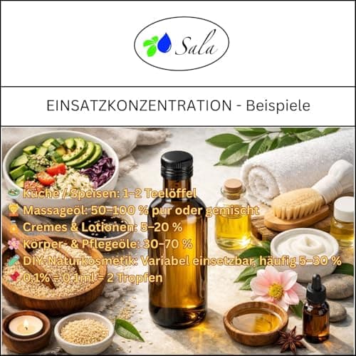 Sala Jojobaöl kaltgepresst BIO für Baby & Kind in Glasflasche 1 L EU Organic