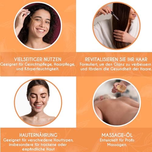 Kanzy Bio-Kalte-Druck-Jojobaöl 100% Reines Gold 120ml Gesichts- und Körperöl, Vegan & Hexanfrei, Anti-Falten, NATURALLY