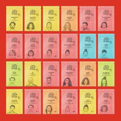 Just Spices Medium Gewürz Adventskalender 2025 - 24 leckere Gewürzmixe und Rezepte, 20 Gewürztütchen und 4 Dosen in Orig