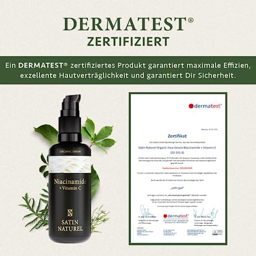 Satin Naturel Niacinamide Serum 100ml - Vegan - Gegen Überschüssiges Öl und Rötungen - Beseitigt Hautunreinheiten - Vita
