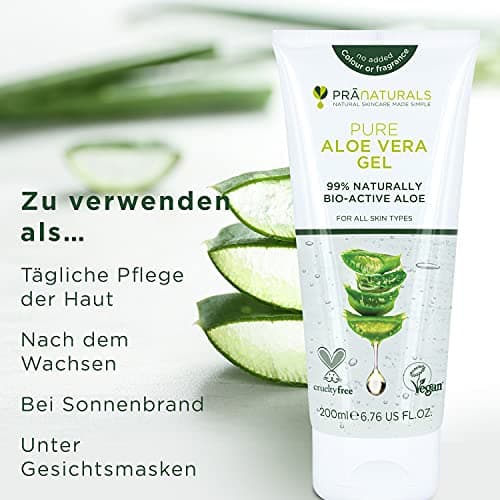 PraNaturals Aloe Vera Gel 200ml, natürliche Beruhigungs- und Nahrungs-Eigenschaften für das gesamte Familienmitglied wäh