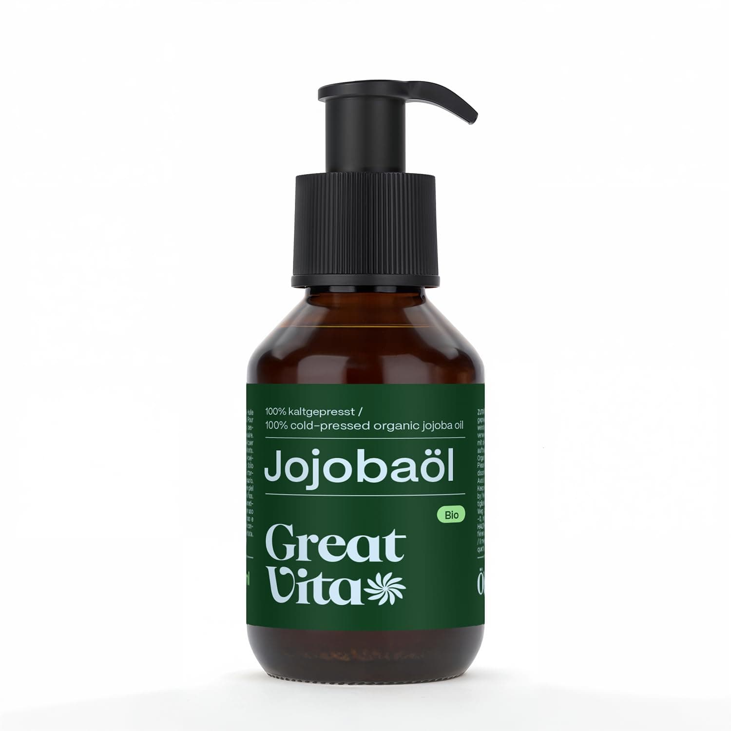 GreatVita Bio Jojobaöl Gold 100 ml - Feuchtigkeitspflege für trockene Haut & Kopfhaut - 100% rein & kaltgepresst - Träge