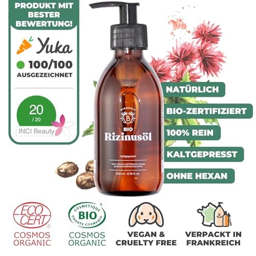 BIONOBLE Jojobaöl Bio Kaltgepresst für Sehnenpflege und Pickelregulation - Haare, Gesicht, Körper, Nägel - Hexanfrei, V