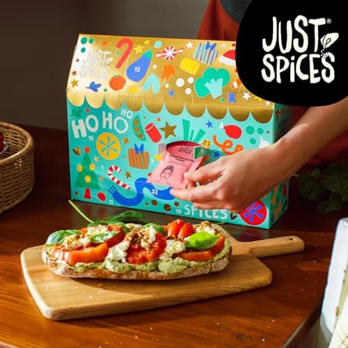 Just Spices Medium Gewürz Adventskalender 2025 - 24 leckere Gewürzmixe und Rezepte, 20 Gewürztütchen und 4 Dosen in Orig
