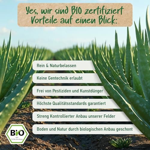 Bio Aloe Vera Gel - Feuchtigkeitscreme Gesicht & Körper | Made in Germany - Pure Blattsäfte enthalten