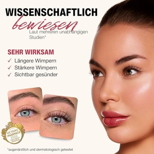 Rogold Roselash Wimperlotion Natürliches Serum Für Lange, Dichte Und Dickere Wimpern - Zu 95% Naturliche Inhaltsstoffe -