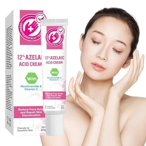 12% Azelaic Acid Serum, Effektives Gegen Pickel & Dunkle Flecken für Sensible Haut, Hautaufheller mit Hyaluronsäure
12%