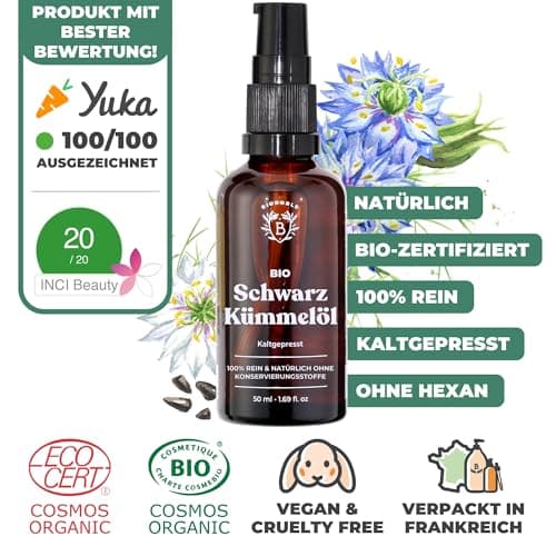 BIONOBLE Jojobaöl Bio Kaltgepresst für Sehnenpflege und Pickelregulation - Haare, Gesicht, Körper, Nägel - Hexanfrei, V