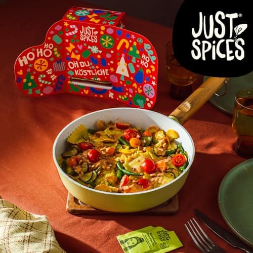 Just Spices Medium Gewürz Adventskalender 2025 - 24 leckere Gewürzmixe und Rezepte, 20 Gewürztütchen und 4 Dosen in Orig