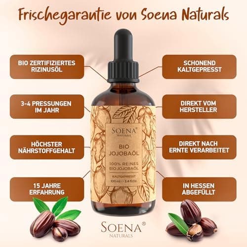 JOJOBAÖL BIO Kaltgepresst | Für Haare, Haut und Nägel - 100% Natürlich & Rein | Anti-AgingMade in Germany  
JOJOBAÖL BIO