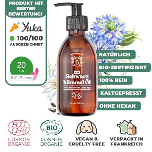 BIONOBLE Jojobaöl Bio Kaltgepresst für Sehnenpflege und Pickelregulation - Haare, Gesicht, Körper, Nägel - Hexanfrei, V