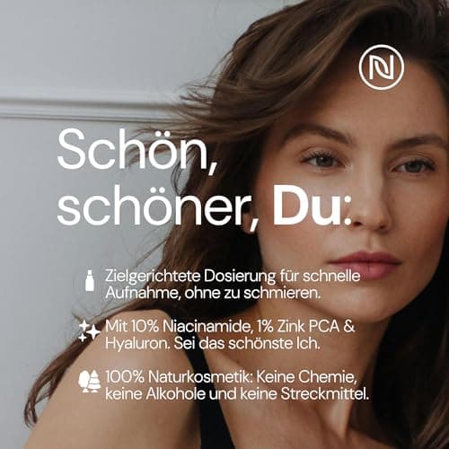 BIO Niacinamide Serum 10% mit Zink & Hyaluron - Porenverfeinerndes Gesichtsserum - Für reife Haut - Made in Germany (100