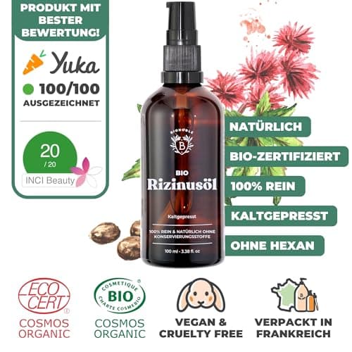 BIONOBLE Jojobaöl Bio Kaltgepresst für Sehnenpflege und Pickelregulation - Haare, Gesicht, Körper, Nägel - Hexanfrei, V