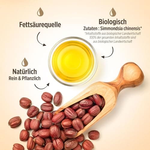 Jojobaöl Bio - Rein, Natürlich & Kaltgepresst, Vegani für Haare und Nägel