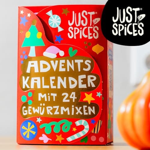 Just Spices Medium Gewürz Adventskalender 2025 - 24 leckere Gewürzmixe und Rezepte, 20 Gewürztütchen und 4 Dosen in Orig