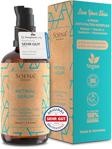 BIO Retinol Serum Hochdosiert für Faltenvernunfuss Gegen Falten mit Retinal + 7 Power Wirkstoffe
