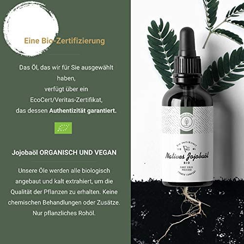 BIO Jojobaöl 100ml - Rein, Kaltgepresst - Reinigung und Pflege für Haut und Haare - Glasflasche
| 100ml BIO Jojobaöl -