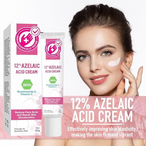 12% Azelaic Acid Serum, Effektives Gegen Pickel & Dunkle Flecken für Sensible Haut, Hautaufheller mit Hyaluronsäure
12%