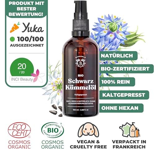 BIONOBLE Jojobaöl Bio Kaltgepresst für Sehnenpflege und Pickelregulation - Haare, Gesicht, Körper, Nägel - Hexanfrei, V