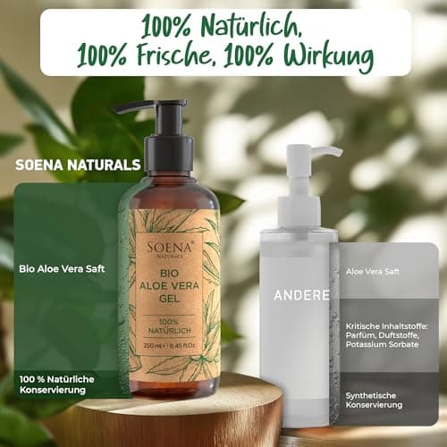 Bio Aloe Vera Gel - Feuchtigkeitscreme Gesicht & Körper | Made in Germany - Pure Blattsäfte enthalten