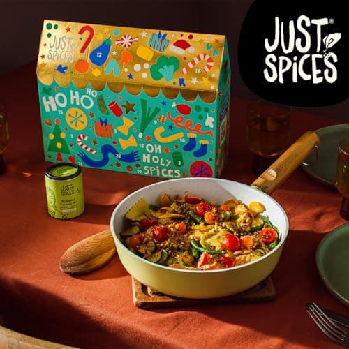 Just Spices Medium Gewürz Adventskalender 2025 - 24 leckere Gewürzmixe und Rezepte, 20 Gewürztütchen und 4 Dosen in Orig