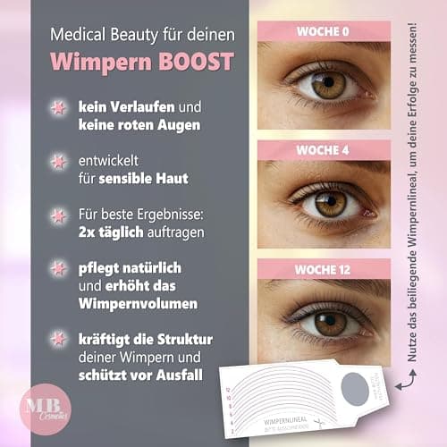 Wimpernserum ohne Hormone fürSensitive & Vegan – 10 ml Hyaluron & Aloe Vera – Längere Wimpern – Made in Germany