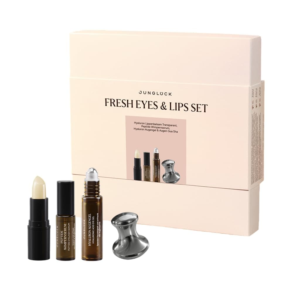 JUNGLÜCK IN A BOX Fresh Eyes and Lips - Augen- und Lippenpflege Set für strahlende Augen & gepflegte Lippen
| JUNGLÜCK