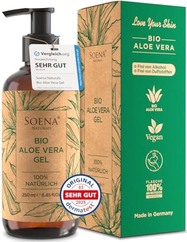 Bio Aloe Vera Gel - Feuchtigkeitscreme Gesicht & Körper | Made in Germany - Pure Blattsäfte enthalten