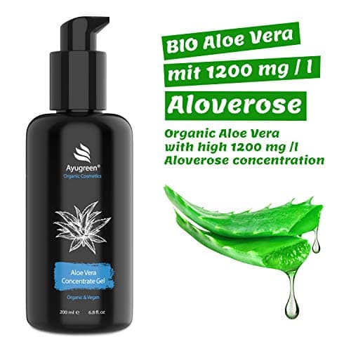 Aloe Vera Gel BIO für Gesicht und Körper - rein natürlicher Saft - 200ml Glasflasche - vegan - Made in Germany