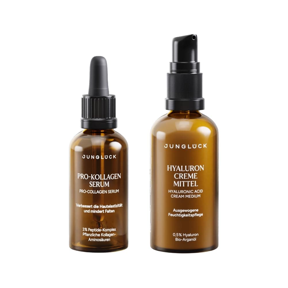 JUNGLÜCK Age Well Kombi Geschenkset für Glitterschones Haut | Hautelastizität verbessern & Falten mindern | Peptide & Hy