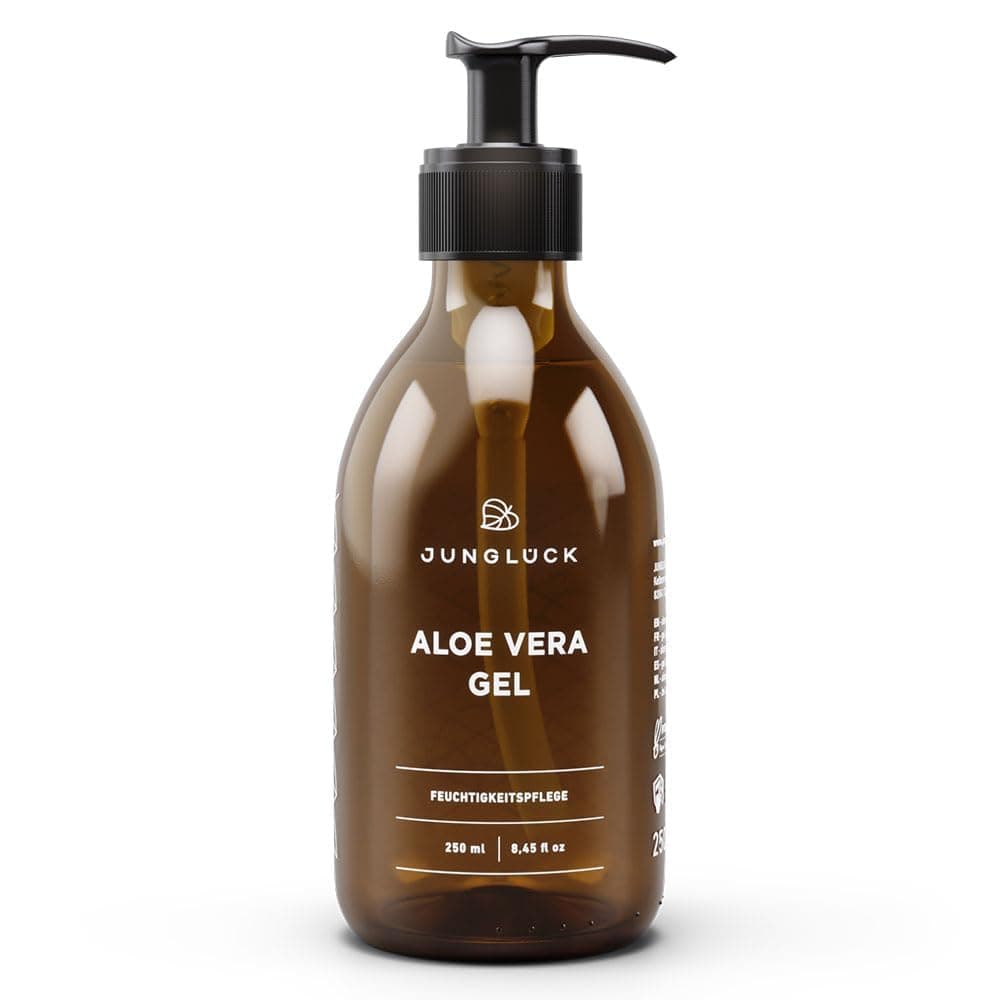 JUNGLÜCK Aloe Vera Gel 250ml - Vegani & BIO -Ideal zur Sonnenbadepflege - Nährt und beruhigt dein Gesicht, Haare und Kör